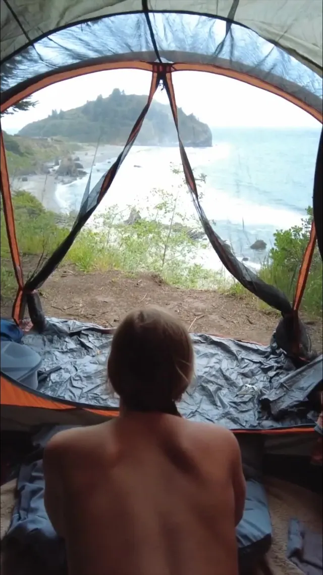 I HAD to hold my moans, there was another tent about 20 ft away 😅 [gif]