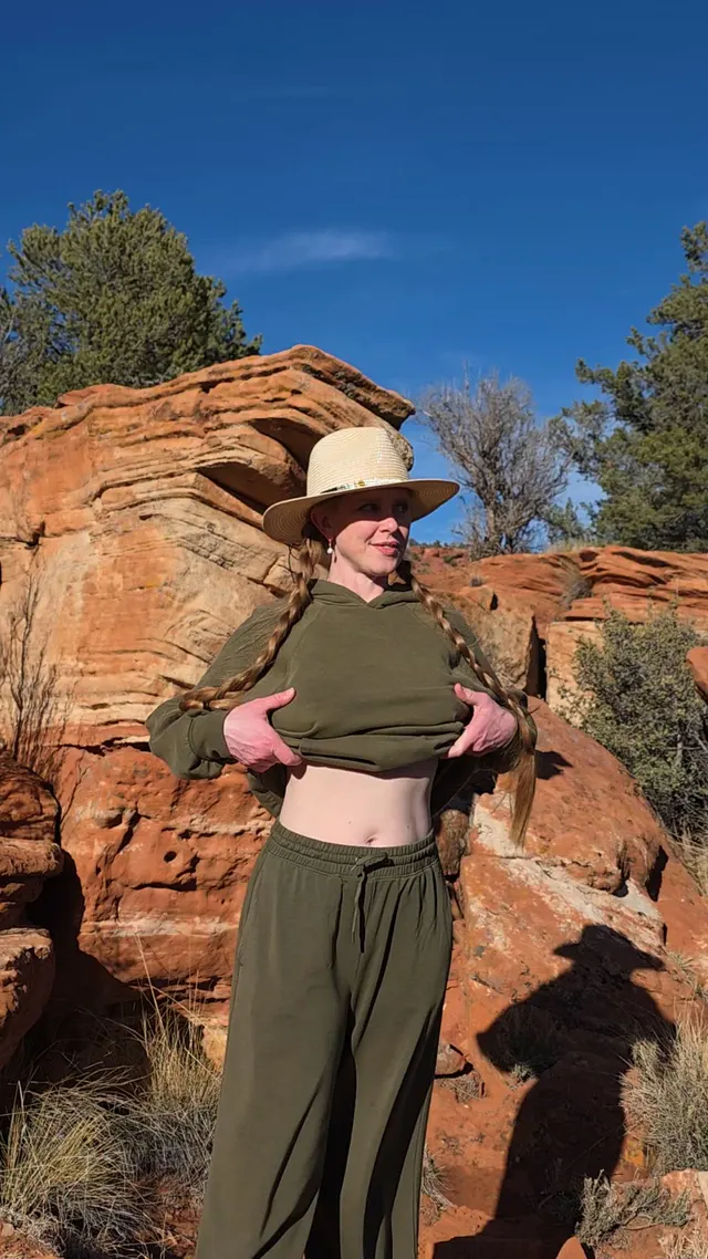 Red hair and red rocks. You know we are going to have a good time