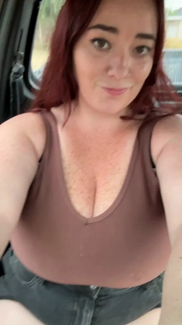 freckled tits out in the car!! [IRTR]